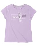 Calvin Klein Camiseta Feminina Manga Curta Com Estampa Flip Lantejoulas, Lilás Dividido, P