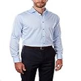 Calvin Klein Men's Regular Fit Non Iron Herringbone Spread Collar Dress Shirt, Blue, 15.5