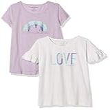 Calvin Klein Pacote Com 2 Camisetas De Manga Curta Com Logotipo Gráfico, Roxo, Branco, Arco-íris, Amor, 12-14