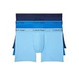 Calvin Klein Pacote Com 3 Cuecas Boxer Masculinas Micro Elásticas, Azul Marinho, Azul Artesiano, Azul Paraíso, G