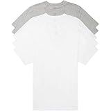 Calvin Klein Pacote Com 5 Camisetas Masculinas Clássicas De Algodão, 3 Branco, 2 Cinza Mesclado Decote Em V, M