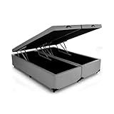 Cama Box Baú Queen Bipartido 79, Blindado, Pistão á Gás, Pés De Madeira (suede, Cinza)