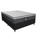 Cama Box Casal Colchão Molas Ensacadas Pillow Maximus 138x188x63cm Cinza Preto Gazin