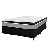 Cama Box Casal Colchão Molas Ensacadas Real 138x188x65cm Preto/cinza - Suporta Até 130kg Por Pessoa