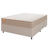 Cama Box Casal Colchão Molas Qatar 138x188x60cm Bege/branco Inducol - Suporta Até 200 Kg Por Pessoa