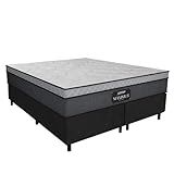 Cama Box Casal Queen Colchão Gazin Maximus Molas Ensacadas 158x198x62cm Cinza/preto - Suporta Até 120kg Por Pessoa