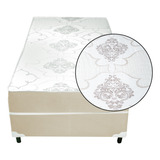 Cama Box Conjugado Solteiro Ortopédico Suede Bege Cor Marrom