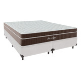 Cama + Box Queen Size Branca Colchão New Aspen Comfort Prime