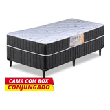 Cama Box Solteiro Conjugado Granada Umaflex Preto E Branco Flor Umaflex