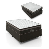 Cama Box Viúva Colchão Paris Molas Ensacadas Marrom Cor Couro Preto