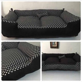Cama Grande Para Pets Vest Pet Convencional Preto branco