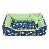 Cama Para Cachorro Grande 70x55 Safari Marinho Com Verde