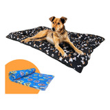 Cama Pet Cachorro G 100x70   Kit Cobertor 100x70 24h Cor Preto   Azul