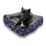 Cama Quadrada Estampada Gg Azul E Cinza