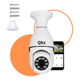 Câmera De Segurança Qkz Kz 818 Lâmpada Ip Wifi Com Visão Noturna Cor Branco