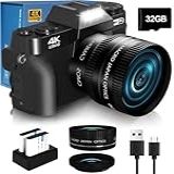 Câmera Digital 4k 56mp Para Fotografia Nikicam Vlogging Para Youtube Com Tela Flip De 180°, Wifi, Zoom Digital 16x, Lente De 52 Mm, 2 Baterias, Cartão Micro Sd De 32 Gb (preto)