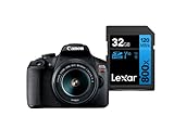 Câmera Digital Canon Eos Rebel T7+ S18-55 Is Ii Br Kit Com Cartão De Memória Lexar Blue 32gb