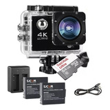 Câmera Esportiva Mergulho 4k+ Sd 64g+ 2 Baterias+ Carregador Cor Preto