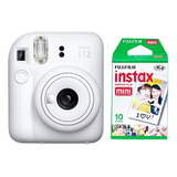 Câmera Instantânea Fujifilm Instax Kit Mini 12 10 Fotos Clay White