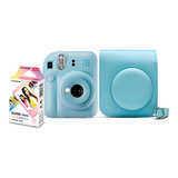 Câmera Instax Mini 12 Bolsa Filme Macaron 10 Fotos Azul