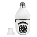 Câmera Ip Segurança Lâmpada Rotativa Panorâmica Wifi Espiã Cor Branco
