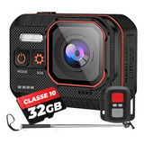 Câmera Sc02 Sport 4k + 32gb Controle Wi-fi Bastão Filmadora Cor Preta