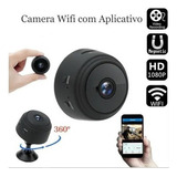 Câmera Wifi De Segurança Mini Espiã Discreta Bateria Hd Som Cor Preto