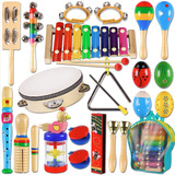 Camewin Brinquedo Educativo Kit 22 Pcs Conjunto De Instrumentos Musicais De Percussão