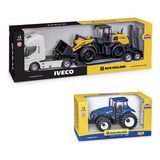 Caminhão Brinquedo Iveco + Carregadeira + Trator New Holland