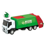 Caminhão Infantil Iveco Tector Coletor Miniatura Usual 342 Cor Branco verde