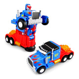 Caminhão Optimus Prime Vira Robo Trasformes Bate Volta Cor Azul