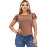 Camisa 3 Babados Suede