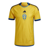 Camisa adidas Suécia Oficial 1 2022 Amarela Masculina