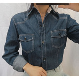 Camisa Blusa Jeans Escuro