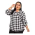 Camisa Blusa Plus Size Feminina Em Viscose Xadrez 