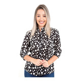 Camisa Blusa Poa Preto