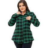 Camisa Blusa Xadrez Feminina