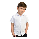 Camisa Branca Manga Curta Menino 1 A 8 Anos Social Infantil