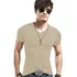 Camisa Camiseta Blusa Masculina Gola V Slim Azul