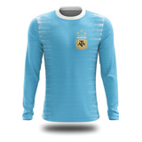 Camisa Camiseta Manga Longa Futebol Sport Argentina Messi 02