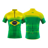 Camisa Ciclismo Brasil Manga Curta Proteção Uva Uvb Bike Mtb
