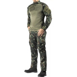 Camisa Combat E Calça Tecido Ripstop Militar Camping Farda