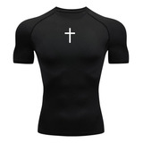 Camisa Compressão Cruz Manga Curta Treino Academia Rashguard