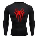 Camisa Compressão Homem Aranha Manga Longa Treino Academia