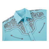Camisa Country Bordada Acqua