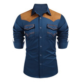 Camisa Country Bordada Azul