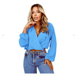 Camisa Cropped Crepe Duna
