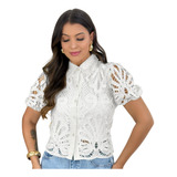 Camisa Cropped Renda Guipir