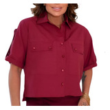 Camisa Cropped Tricoline Bolsos
