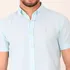 Camisa De Botão Com Gola De Linho Manga Curta Verde
